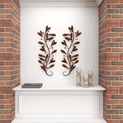 Metal Leaf Wall Decor Set Of 2 Brown - Olivia & May 10 Metal Leaf Wall Decor Set Of 2 Brown - Olivia & May - Image 10
