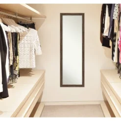 17" X 51" Regis Narrow Framed Full Length On The Door Mirror Light Brown - Amanti Art -Safavieh Outlet Store GUEST c4b4b74e 072c 4aec a8a0 092a5b47ebad