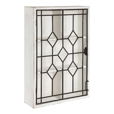 Megara Decorative Wooden Wall Hanging Curio Cabinet Whitewash Finish - Kate & Laurel All Things Decor 1 Megara Decorative Wooden Wall Hanging Curio Cabinet Whitewash Finish - Kate & Laurel All Things Decor