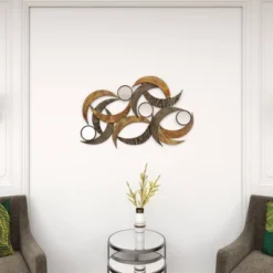 Metal Abstract Wall Decor With Round Mirror Accents Beige - Olivia & May 17 Metal Abstract Wall Decor With Round Mirror Accents Beige - Olivia & May -Safavieh Outlet Store GUEST c4f8ad81 46b3 4917 9fc5 34709d225788