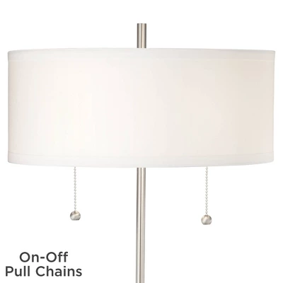 360 Lighting Nikola Modern Accent Table Lamps 23 3/4" High Set Of 2 Silver With USB And AC Power Outlet In Base White Drum Shade For Bedroom Home Desk 5 360 Lighting Nikola Modern Accent Table Lamps 23 3/4" High Set Of 2 Silver With USB And AC Power Outlet In Base White Drum Shade For Bedroom Home Desk - Image 5