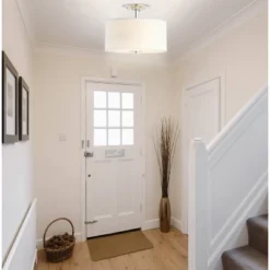 15" Marc Metal/Linen LED Semi-Flush Mount Chrome (Includes Energy Efficient Light Bulb) - JONATHAN Y -Safavieh Outlet Store GUEST c7343298 615e 46ed 8c0c 1fadbf57027b