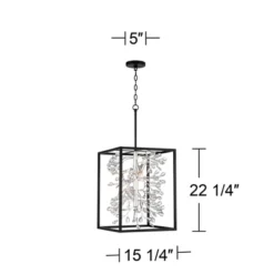 Possini Euro Design Black Silver Pendant Chandelier 15 1/4" Wide Modern Clear Crystal Flower Vine 4-Light Fixture For Dining Room House -Safavieh Outlet Store GUEST c8ac2b71 c805 4378 b0a9 146ccced3985