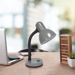 14.25" Traditional Fundamental Metal Desk Task Lamp And Bowl Shaped Shade With Flexi Gooseneck Gray - Creekwood Home -Safavieh Outlet Store GUEST c931ce40 acd5 457a 9435 212ef1ccf85e