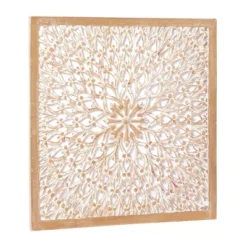 Wood Floral Handmade Intricately Carved Wall Decor With Mandala Design Light Brown - Olivia & May -Safavieh Outlet Store GUEST c98ac5ad 775c 42f4 ac10 b1ef38e939ba