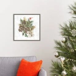 16" X 16" Holiday Spirit Pinecone Wreath By PI Studio Framed Canvas Wall Art - Amanti Art -Safavieh Outlet Store GUEST ca313bd6 cb81 4fb3 9ac6 74b0da62c43f