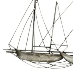 Stratton Home Decor Metal Sailboat Fleet Scene Intricate Hanging Wall Decor For Nautical, Ocean, Lakehouse, Or Eclectic Home Decor, Antique Silver