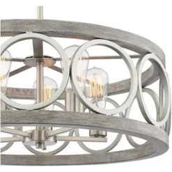 Franklin Iron Works Salima Brushed Nickel Gray Pendant Chandelier 21 1/4" Wide Farmhouse Rustic LED 5-Light Fixture For Dining Room Kitchen Island -Safavieh Outlet Store GUEST cbe5c618 c633 4179 8c01 2f40faf495d4