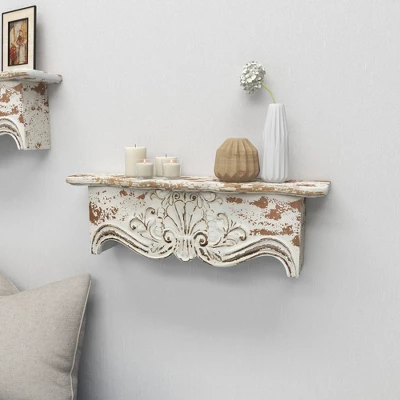 28" X 9" Rustic Fir Wood Wall Shelf - Olivia & May 10 28" X 9" Rustic Fir Wood Wall Shelf - Olivia & May - Image 10