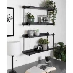 28" X 15" Dominic Tiered Decorative Wall Shelf Black - Kate & Laurel All Things Decor -Safavieh Outlet Store GUEST cd7501f5 9663 44c8 97e5 7df904c2e1b5