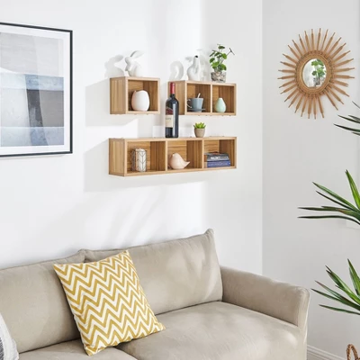 3pc Bauhaus Floating Geometric Cubby Wall Shelf Set - Danya B. 6 3pc Bauhaus Floating Geometric Cubby Wall Shelf Set - Danya B. - Image 6