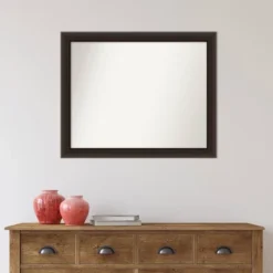 32" X 26" Non-Beveled Romano Espresso Narrow Wood Wall Mirror - Amanti Art -Safavieh Outlet Store GUEST cf5ce15b d47c 4902 8302 995b2a239a03