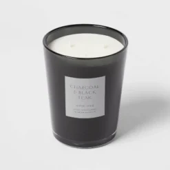 Colored Vase Glass With Dustcover & Black Teak Candle Black - Threshold™ -Safavieh Outlet Store GUEST cf6f4780 63d6 4d26 8370 d23011a8995c