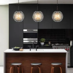13.5" 3-Light Bee Modern Farmhouse Iron/Glass LED Pendant Oil Rubbed Bronze/Clear - JONATHAN Y -Safavieh Outlet Store GUEST d0768c35 2176 4b2e a730 ebe095b4e9be
