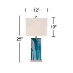 360 Lighting Connie Modern Table Lamps 25" High Set Of 2 Blue Faux Marble With USB Charging Ports LED White Shade For Bedroom Living Room House Desk -Safavieh Outlet Store GUEST d08add50 c60d 416a 8ee9 56db065cd09c