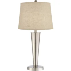 360 Lighting Geoff Modern Table Lamps 26" High Set Of 2 Brushed Nickel With USB Charging Port Cream Burlap Drum Shade For Bedroom Living Room Desk -Safavieh Outlet Store GUEST d117b070 aa32 4d77 ab0d e72e60631f1e