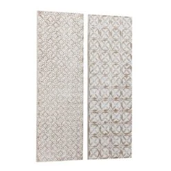 Set Of 2 Wooden Geometric Intricately Carved Wall Decors White - Olivia & May -Safavieh Outlet Store GUEST d22b409b b00a 4058 ac74 4de8d80ceb66