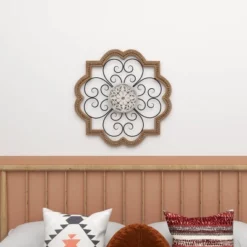 Wood Scroll Carved Beading Wall Decor With Metal Accents Brown - Olivia & May 25 Wood Scroll Carved Beading Wall Decor With Metal Accents Brown - Olivia & May -Safavieh Outlet Store GUEST d257434a 344b 45eb 8a80 c7e2c69099bb