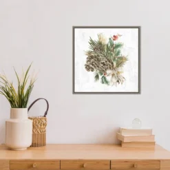 16" X 16" Holiday Spirit Pinecone Wreath By PI Studio Framed Canvas Wall Art - Amanti Art -Safavieh Outlet Store GUEST d29cc2a9 d2a3 4cc1 b034 347fae01ed77