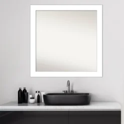 30" X 30" Non-Beveled Wedge White Bathroom Wall Mirror - Amanti Art 14 30" X 30" Non-Beveled Wedge White Bathroom Wall Mirror - Amanti Art -Safavieh Outlet Store GUEST d316e4f0 5231 40d5 8798 72cbad7f3b7d