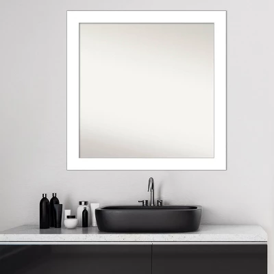 30" X 30" Non-Beveled Wedge White Bathroom Wall Mirror - Amanti Art 7 30" X 30" Non-Beveled Wedge White Bathroom Wall Mirror - Amanti Art - Image 7