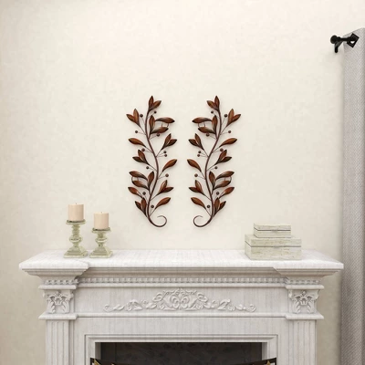 Metal Leaf Wall Decor Set Of 2 Brown - Olivia & May 8 Metal Leaf Wall Decor Set Of 2 Brown - Olivia & May - Image 8