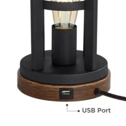 Franklin Iron Works Lucas Western Table Lamps 26" High Set Of 2 Bronze With USB Charging Port And Nightlight LED Drum Shade For Bedroom Bedside Desk -Safavieh Outlet Store GUEST d4533e46 b29c 4b14 a7e6 abceaae14065