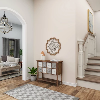 Wood Scroll Carved Beading Wall Decor With Metal Accents Brown - Olivia & May 7 Wood Scroll Carved Beading Wall Decor With Metal Accents Brown - Olivia & May - Image 7