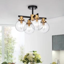 17.5" X 17.5" X 13" Tegan Flushmount Ceiling Light Black - Warehouse Of Tiffany