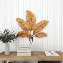 Metal Leaf Clutter Palm Wall Decor With Distressed Textured Brown - Olivia & May -Safavieh Outlet Store GUEST d58b873a 7d7e 400e b77f caf997a65083