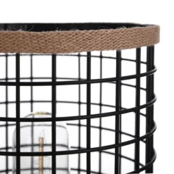 20" Metal Table Lamp With Caged Shade Black/Natural - StyleCraft -Safavieh Outlet Store GUEST d59e7546 69b1 44d5 965e acecd349df23