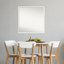 27" X 27" Non-Beveled Lucie White Wood Wall Mirror - Amanti Art -Safavieh Outlet Store GUEST d63281d5 9f49 42c3 9758 0be20f3bb4db