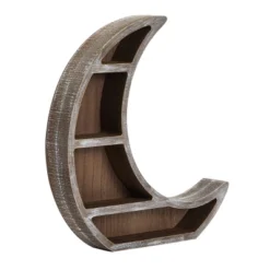 Wooden Moon Shelf, Rustic Wall Home Decor, Crystal Holder For Stones Display And Essential Oils (13 X 13 X 2 In) -Safavieh Outlet Store GUEST d64fd3d4 82f2 4133 854f c040fed6d82c