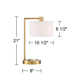 360 Lighting Colby Modern Desk Lamp 21" High Antique Gold With USB And AC Power Outlet In Base White Linen Drum Shade For Bedroom Living Room Desk -Safavieh Outlet Store GUEST d9e19dcf ce5f 4e15 9d9f 7f55cf6dbfbc