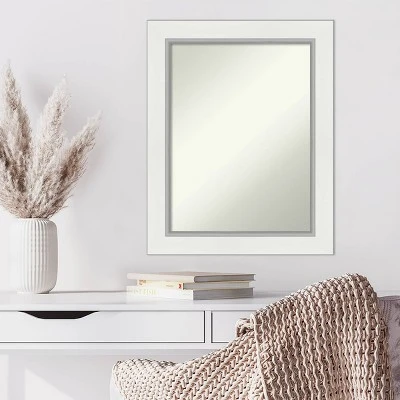 24" X 30" Non-Beveled Eva White Silver Wall Mirror - Amanti Art 5 24" X 30" Non-Beveled Eva White Silver Wall Mirror - Amanti Art - Image 5