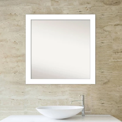 30" X 30" Non-Beveled Wedge White Bathroom Wall Mirror - Amanti Art 5 30" X 30" Non-Beveled Wedge White Bathroom Wall Mirror - Amanti Art - Image 5