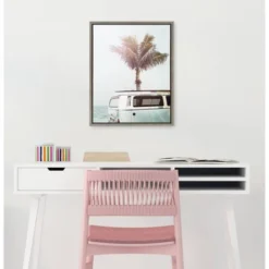 18" X 24" Sylvie Blue Beach Van Framed Canvas By Amy Peterson Gray - Kate And Laurel -Safavieh Outlet Store GUEST dc902e56 3487 4b55 bcb7 f1ecff42e0d8