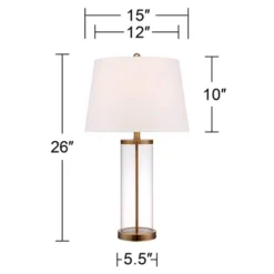 360 Lighting Coastal Table Lamp 26" High Glass Cylinder Gold Fillable White Drum Shade For Living Room Family Bedroom Bedside Nightstand -Safavieh Outlet Store GUEST dd2c6f0b 2ba9 4de2 b1d4 83514a33bc37