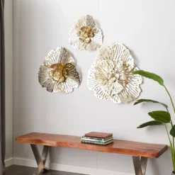 Metal Floral Wall Decor Set Of 3 Gold - Olivia & May