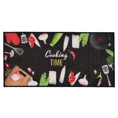 J&V TEXTILES 2-Piece Non Slip Kitchen Mat Rugs Comfort Standing Mats For Home Kitchen Entrance Door Mat (Cooking Time) 3 J&V TEXTILES 2-Piece Non Slip Kitchen Mat Rugs Comfort Standing Mats For Home Kitchen Entrance Door Mat (Cooking Time) - Image 3
