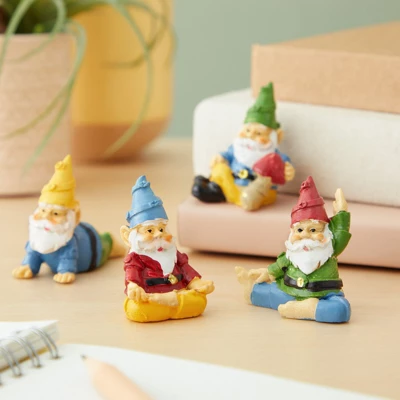 Juvale 4 Pieces Mini Garden Gnomes, Outdoor Fairy Miniature Statue Accessories Set, Decorations In Funny Poses, Yard Ornaments For Yoga Gifts, Planter 2 Juvale 4 Pieces Mini Garden Gnomes, Outdoor Fairy Miniature Statue Accessories Set, Decorations In Funny Poses, Yard Ornaments For Yoga Gifts, Planter - Image 2