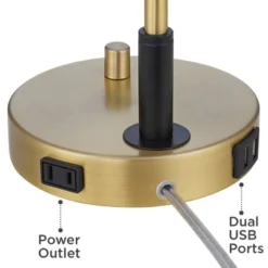 Possini Euro Design Possini Euro Kinzie Desk Lamp With Power Outlet And USB Ports Warm Gold -Safavieh Outlet Store GUEST de125004 4233 44e0 b4d3 df799277fd24