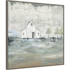30" X 30" Iowa Barn I By Courtney Prahl Framed Canvas Wall Art Print - Amanti Art