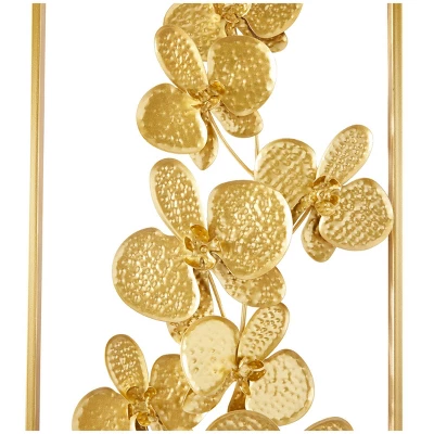 Set Of 2 Metal Floral Orchid Wall Decors With Gold Frame - CosmoLiving By Cosmopolitan 4 Set Of 2 Metal Floral Orchid Wall Decors With Gold Frame - CosmoLiving By Cosmopolitan - Image 4