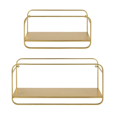 21" X 10" (Set Of 2) Emerline Decorative Wall Shelves Set Gold - Kate & Laurel All Things Decor 2 21" X 10" (Set Of 2) Emerline Decorative Wall Shelves Set Gold - Kate & Laurel All Things Decor - Image 2