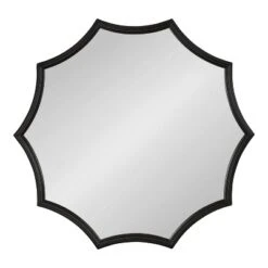 24" X 23" Lalina Scalloped Round Framed Accent Mirror Black - Kate & Laurel All Things Decor