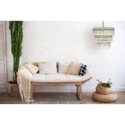 3-Tier Round Metal Chandelier With 3 Lights And Hanging Wood Beads Cream - Storied Home -Safavieh Outlet Store GUEST e00933ee b307 43cd a543 5633074ed1d0