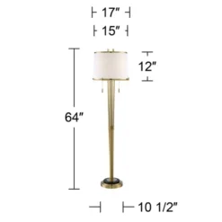 Possini Euro Design Palisade Modern Floor Lamp 64" Tall Satin Brass Metal Trimmed Fabric Tapered Drum Shade For Living Room Bedroom Office House Home -Safavieh Outlet Store GUEST e06ace3d 8f2f 4216 ab50 a6fc760c8ec8