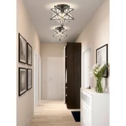 12" Metal/Glass Stella Moravian Star Flush Mount (Includes Energy Efficient Light Bulb) Black - JONATHAN Y -Safavieh Outlet Store GUEST e07092ba 3ffe 4397 935f 01a8e5a2c74f