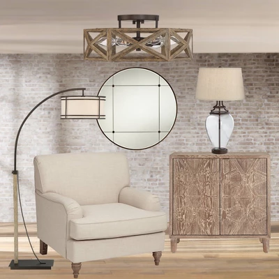 Possini Euro Design Moorcroft Modern Farmhouse Ceiling Light Semi Flush Mount Fixture 14 1/2" Wide Dark Wood Bronze 6-Light Hexagon Frame For Bedroom 8 Possini Euro Design Moorcroft Modern Farmhouse Ceiling Light Semi Flush Mount Fixture 14 1/2" Wide Dark Wood Bronze 6-Light Hexagon Frame For Bedroom - Image 8